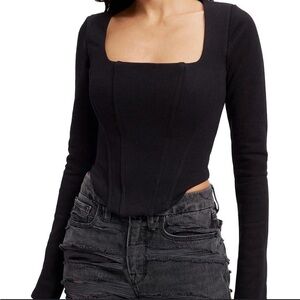 Good American Long Sleeve Black Corset size 0